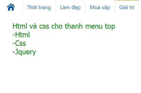 html css jquery cho thanh top menu